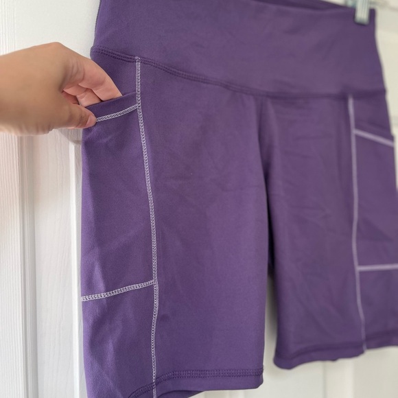 Jessica Simpson Active Purple High Waist Pocket Biker Shorts S - Picture 3 of 11